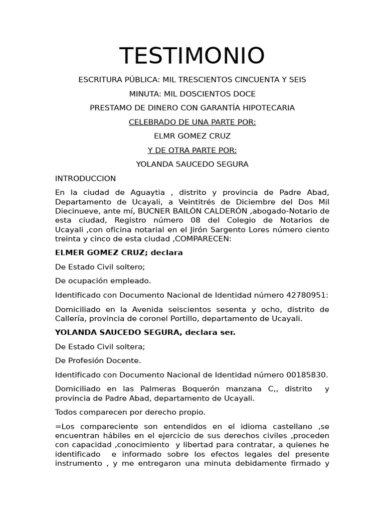 TESTIMONIO | PDF