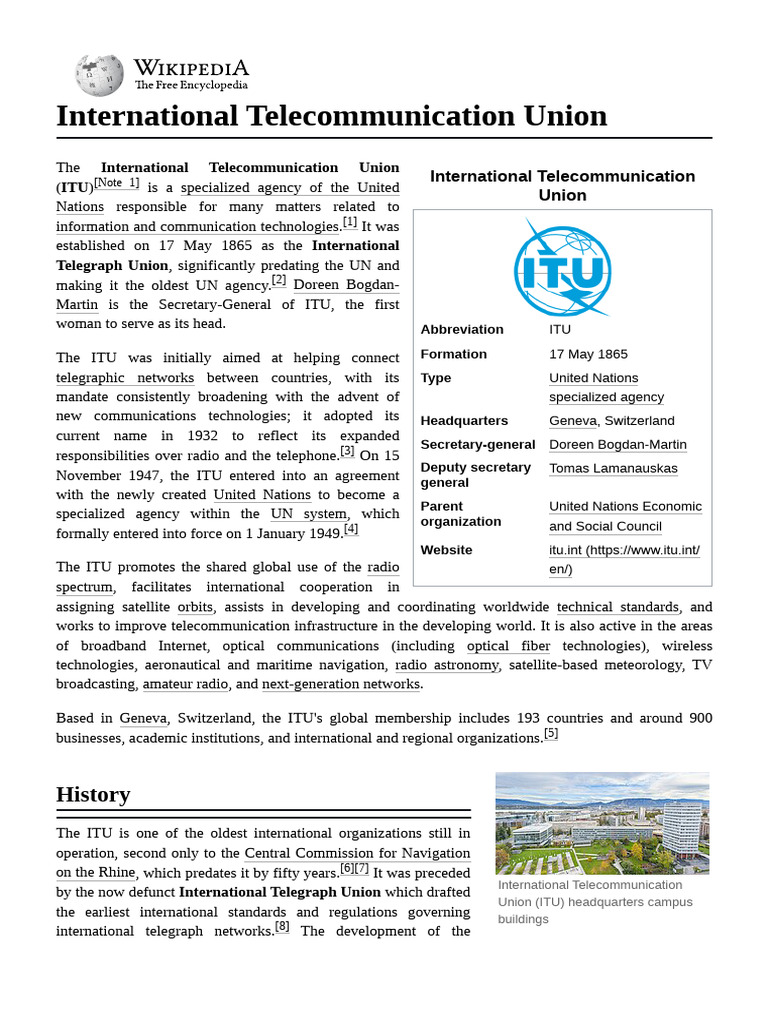 International Telecommunication Union | PDF