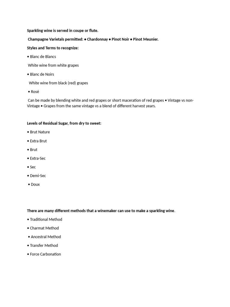 Sparkling Wine Notes | PDF