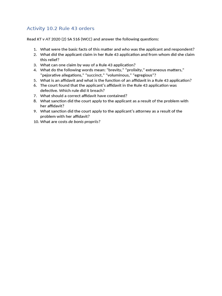 Rule 43 Application Insights and Analysis | PDF