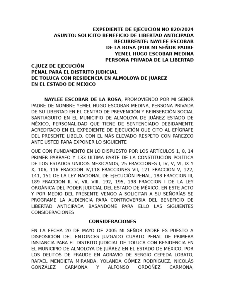 LIBERTAD ANTICIPADA Papa | PDF