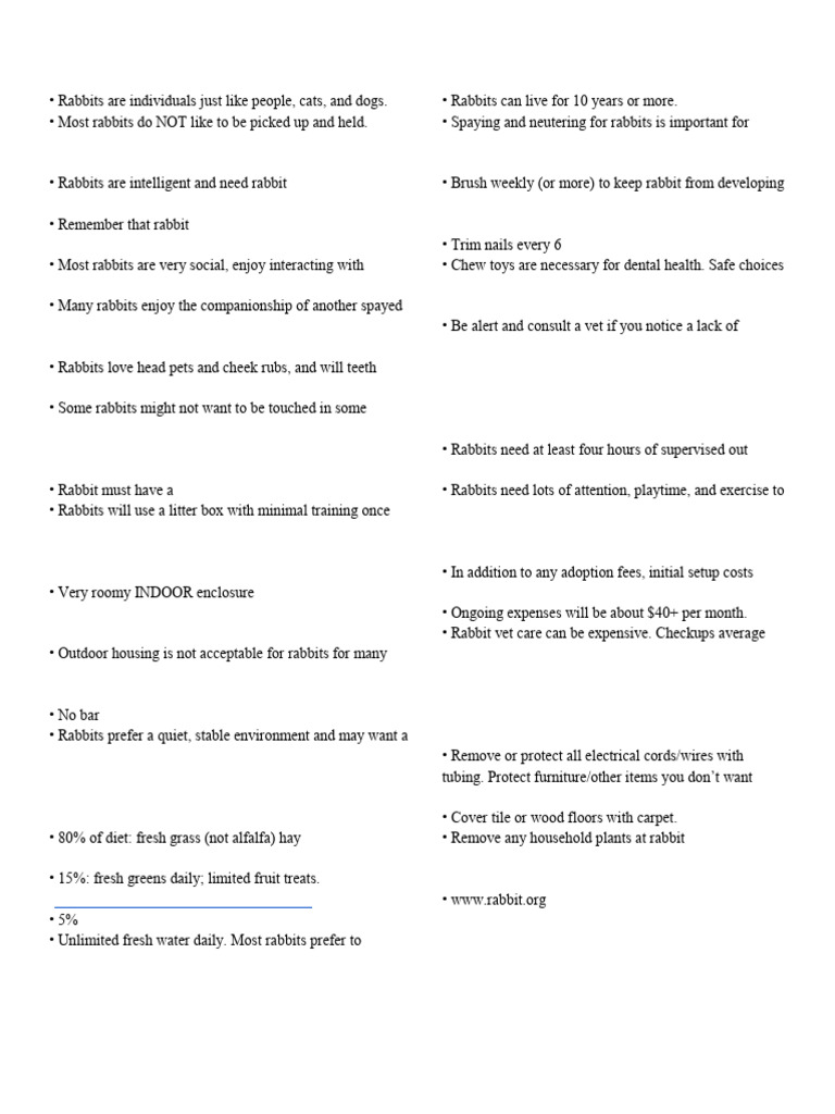 Essential Care Guide for Pet Rabbits | PDF | Rabbit | Domesticated Animals