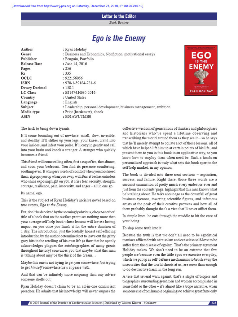 Ego Is The Enemy | PDF