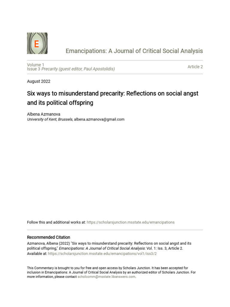Six Ways To Misunderstand Precarity | PDF