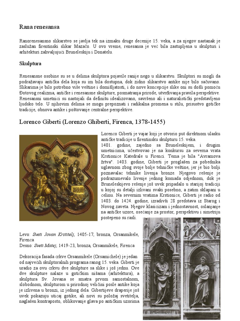 Rana Renesansa Skulptura | PDF