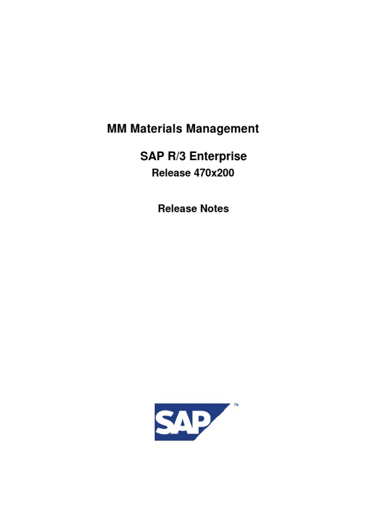 MM Materials Management: SAP R/3 Enterprise | PDF