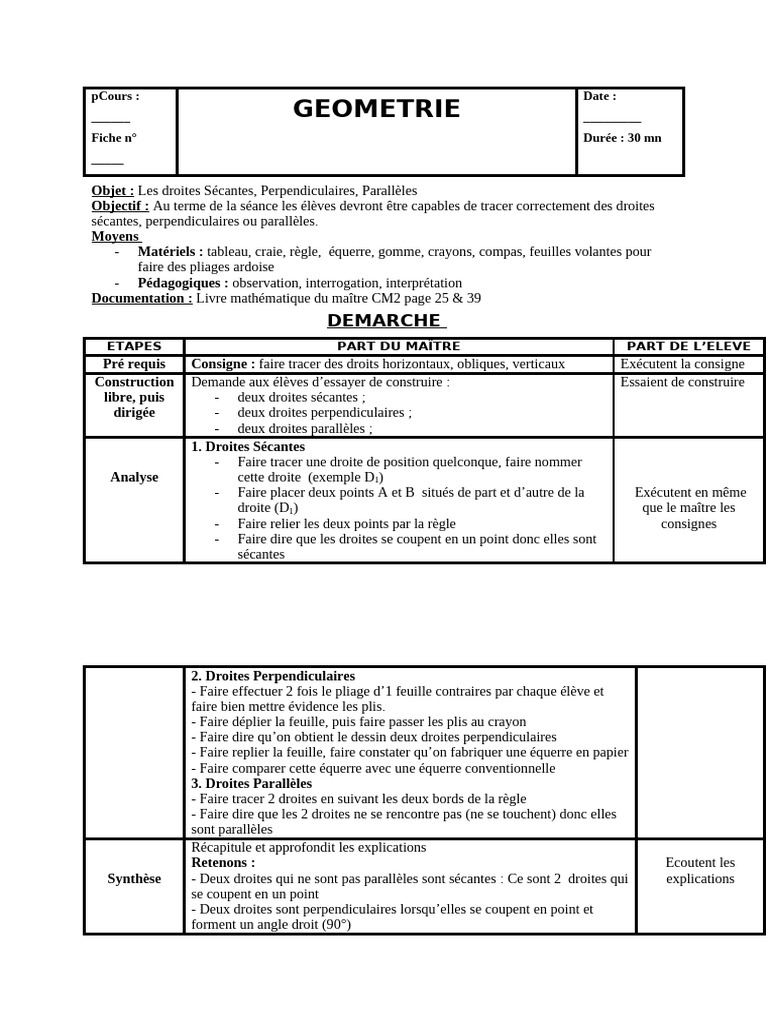 Geometrie CM2 | PDF