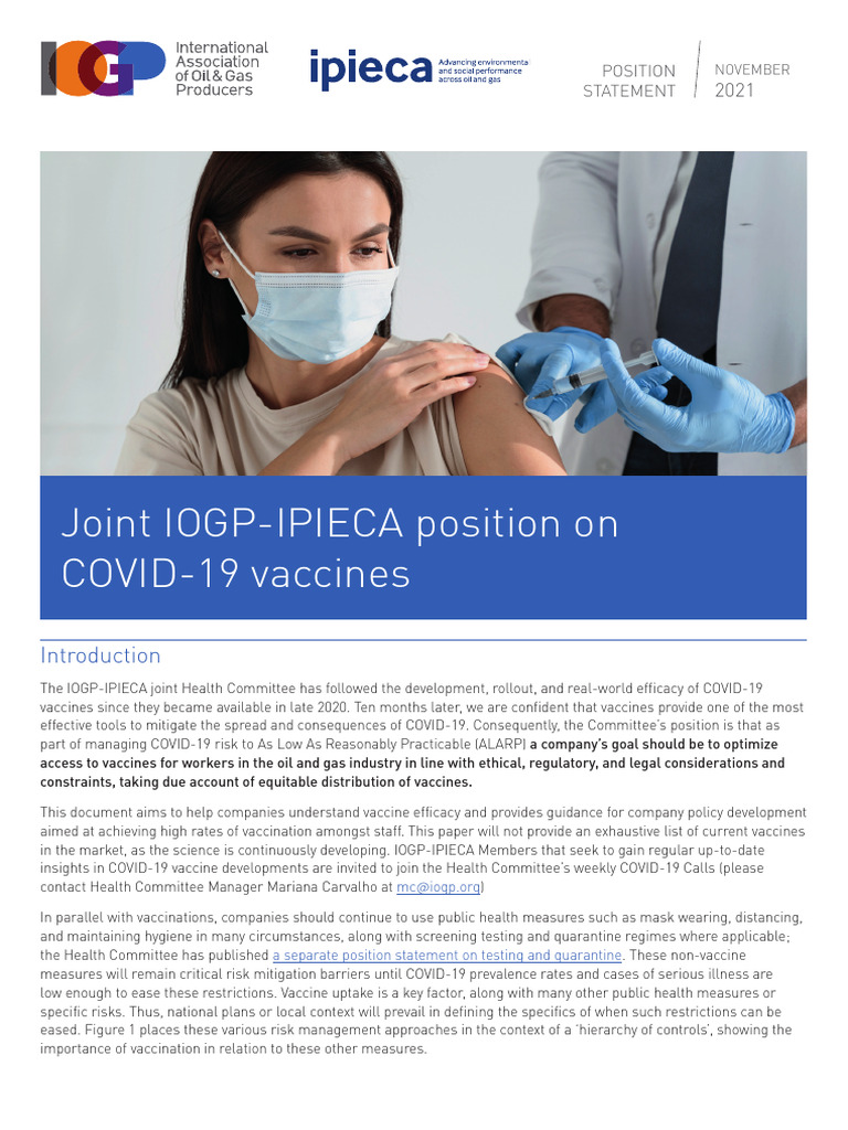 IOGP-IPIECA Position On COVID Vaccines | PDF