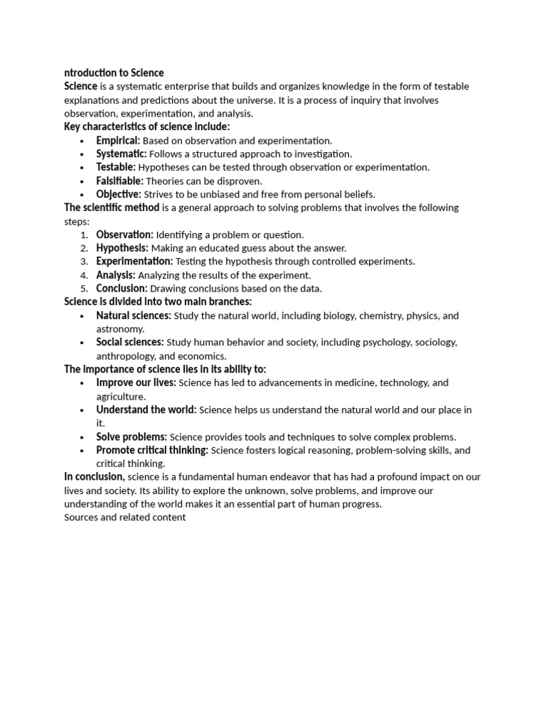 Introduction to science pdf
