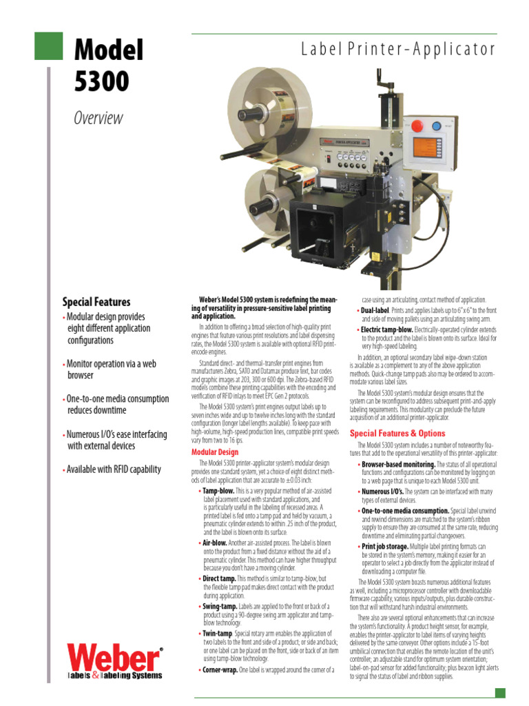 Model 5300: Label Printer-Applicator | PDF