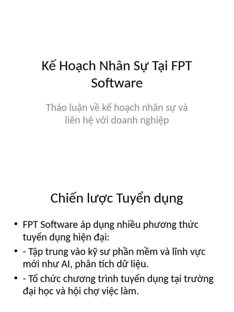 Kế Hoạch Nhân Sự FPT Software | PDF