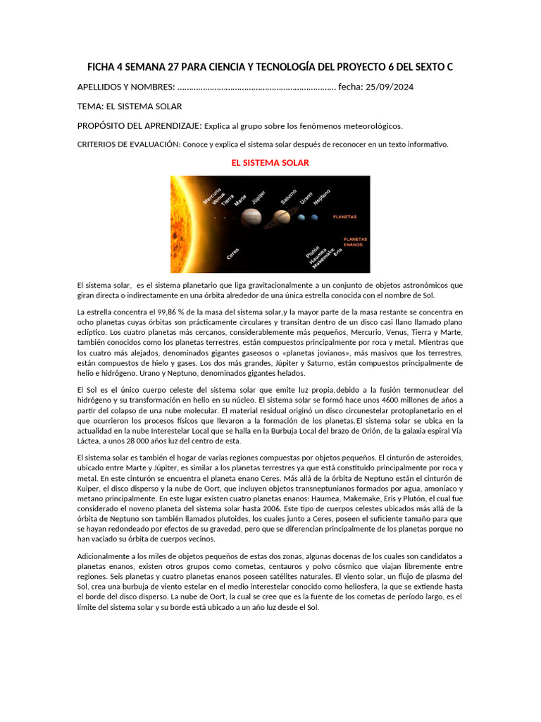 FICHA 3 SEMANA 27 PARA CIENCIA Y TECNOLOGÍA DEL PROYECTO 6 DEL SEXTO C ...