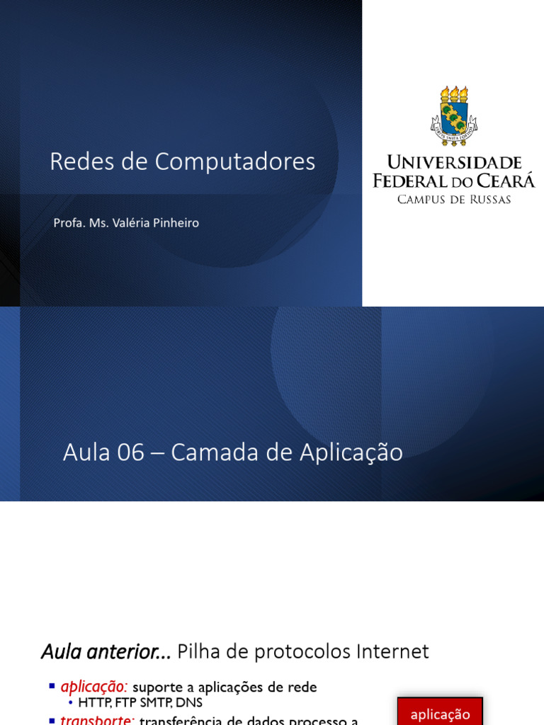 Aula 06 - Camadas de Aplicação - Parte I | PDF