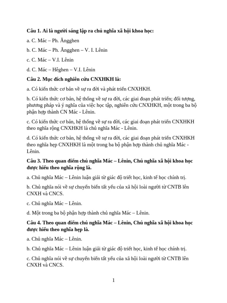 CNXH Chương 1 | PDF