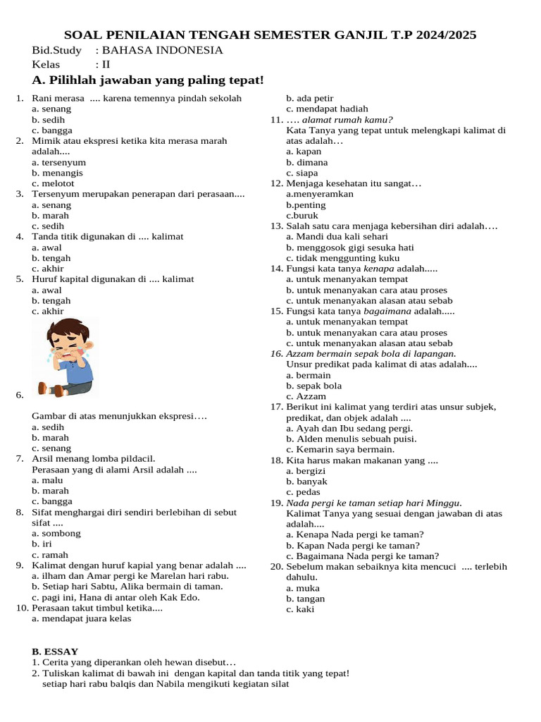 Asah Kemampuan Membaca dan Menulis: Latihan Soal Isian Bahasa Indonesia Kelas 2 Tema 1 Subtema 3