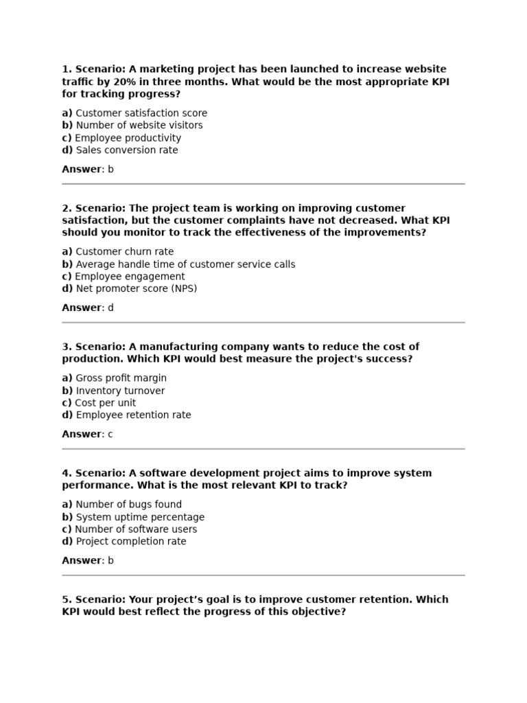 Key Performance Indicator - Scenario Based Test - 1 | PDF