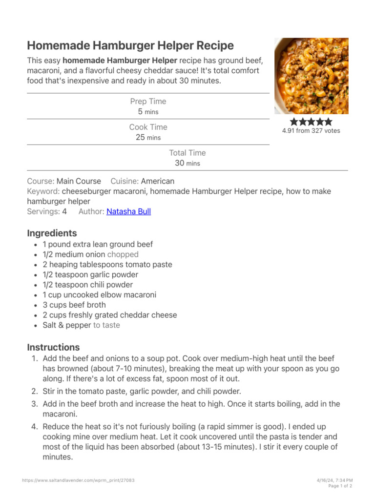 Hamburger Helper | PDF