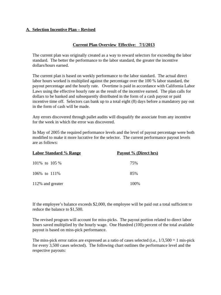 Selection Incentive | PDF