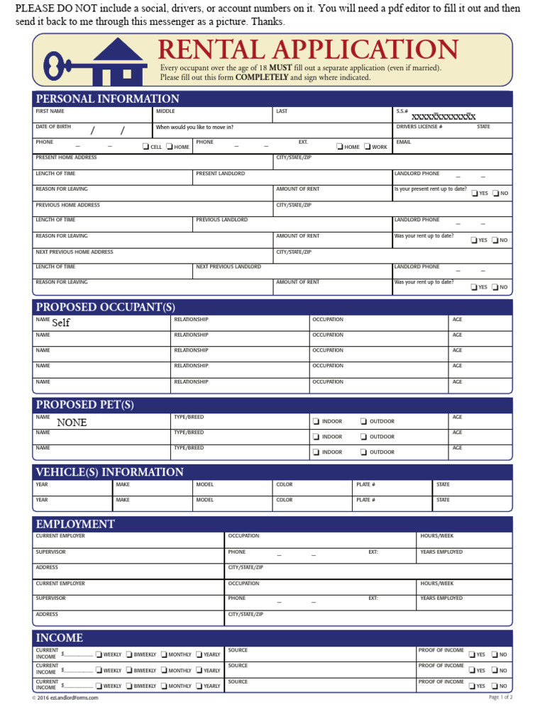 Rental Application Edit | PDF