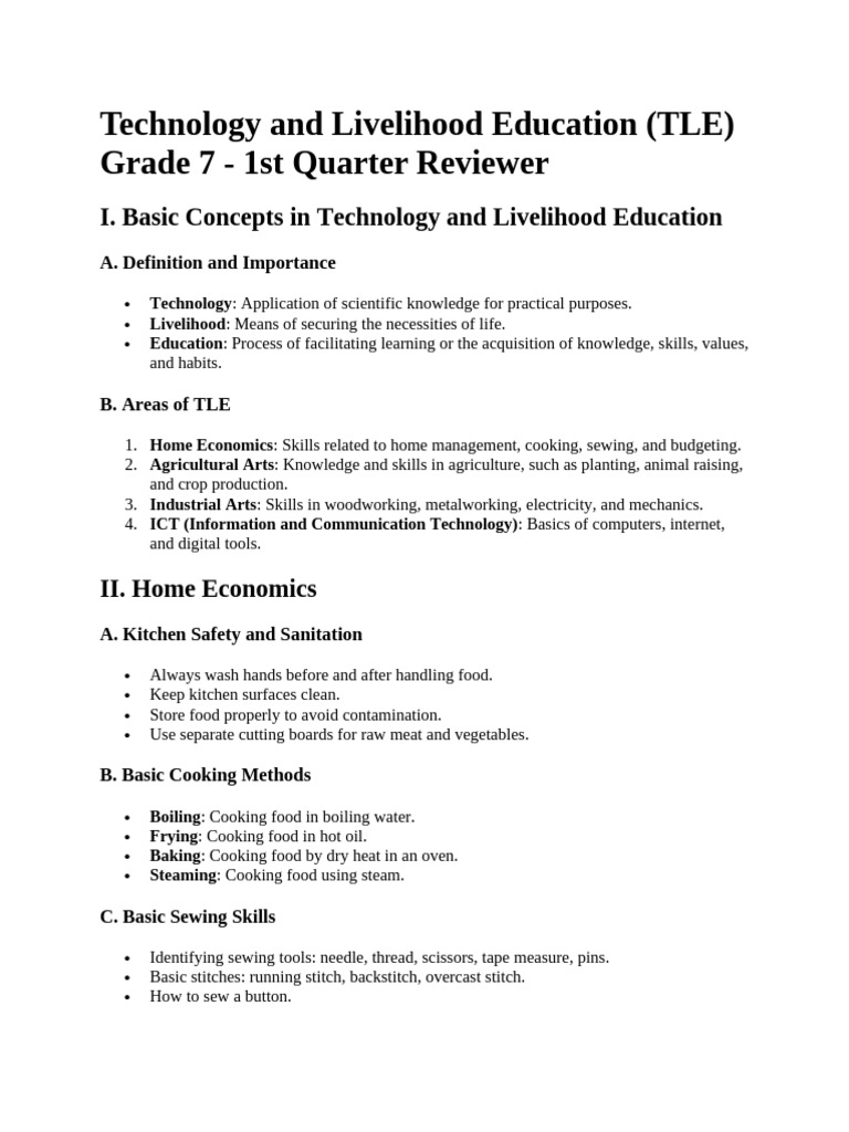 Technology and Livelihood Education | PDF