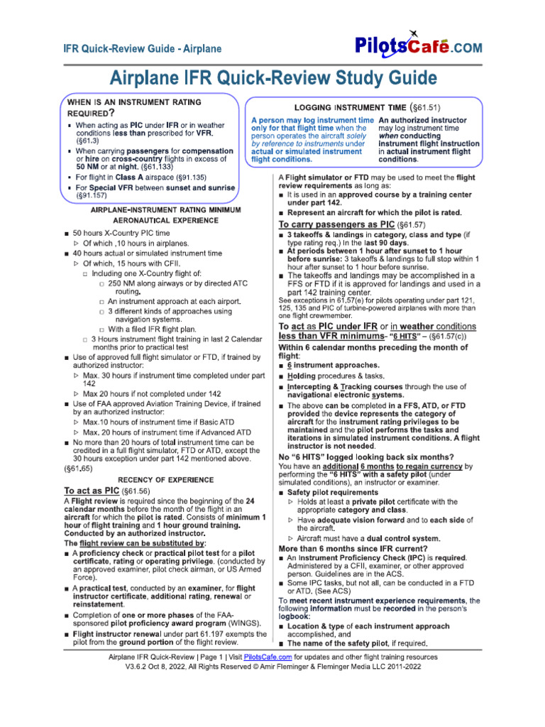 IFR Quick Review | PDF