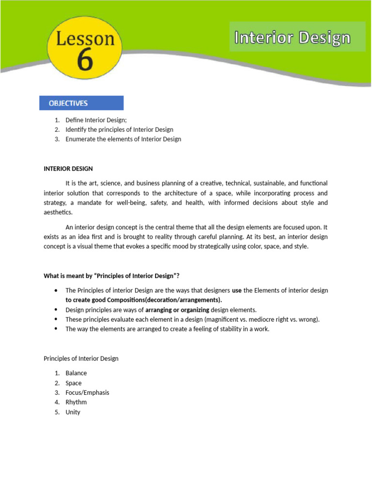 Topic 6 Interior Design | PDF
