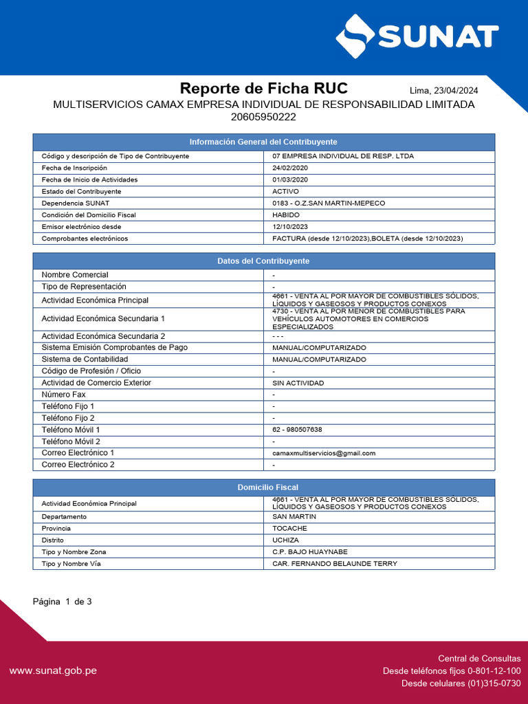 Ficha Ruc Abril 2024 | PDF
