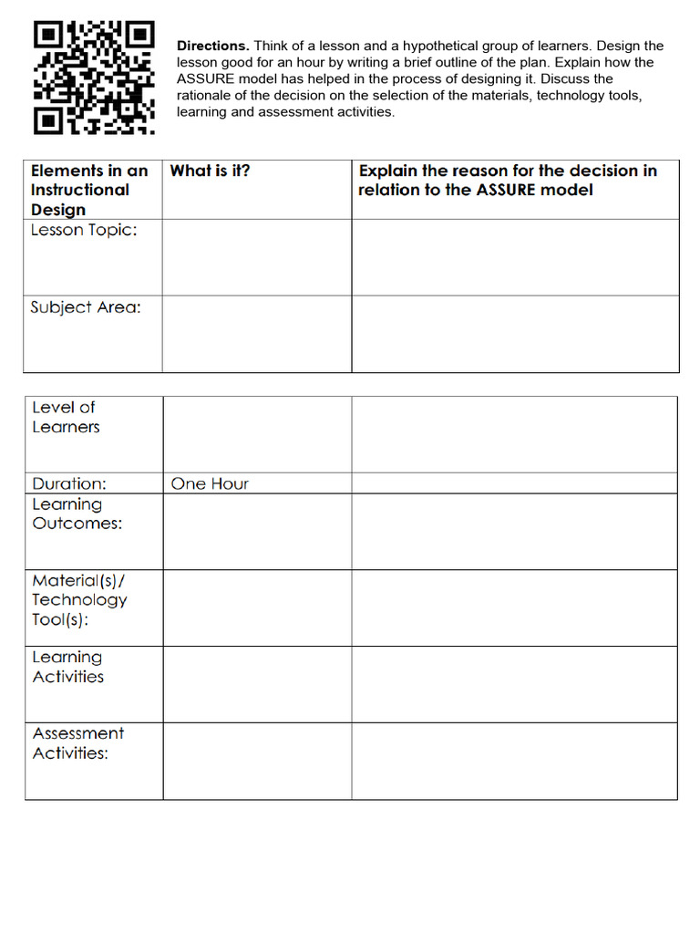 Activity Lesson 4 - ASSURE Model | PDF