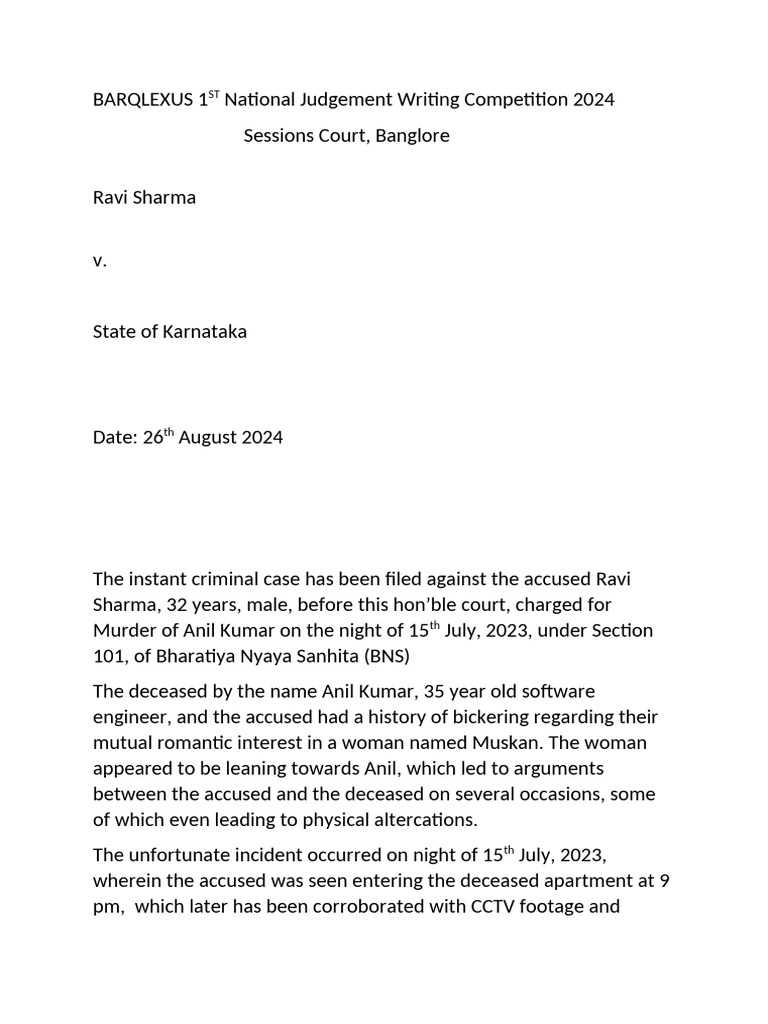 2024 National Judgement Writing Case Analysis | PDF | Mens Rea | Social ...