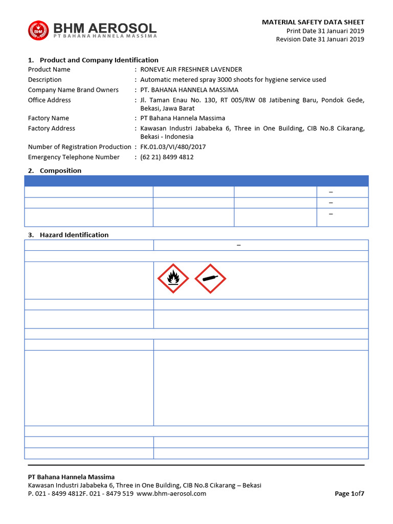 2019 - MSDS Lavender - 31 Januari | PDF