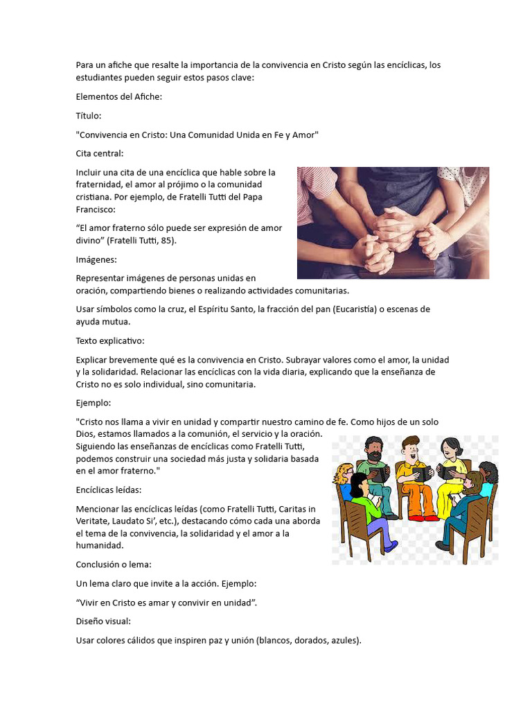 Para Un Afiche Que Resalte La Importancia de La Convivencia en Cristo ...