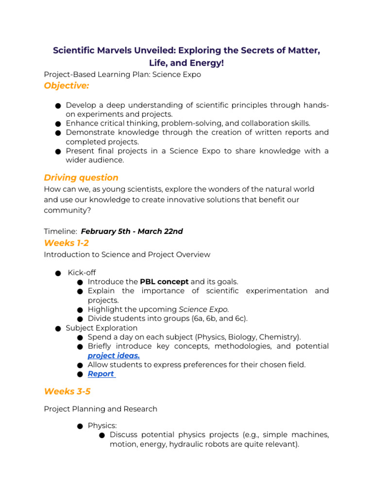 6th Grade PBL | PDF