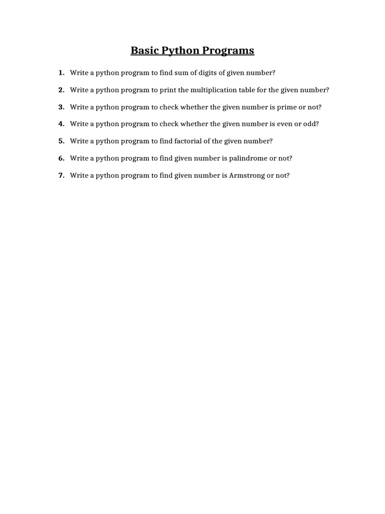Basic Python Programs | PDF