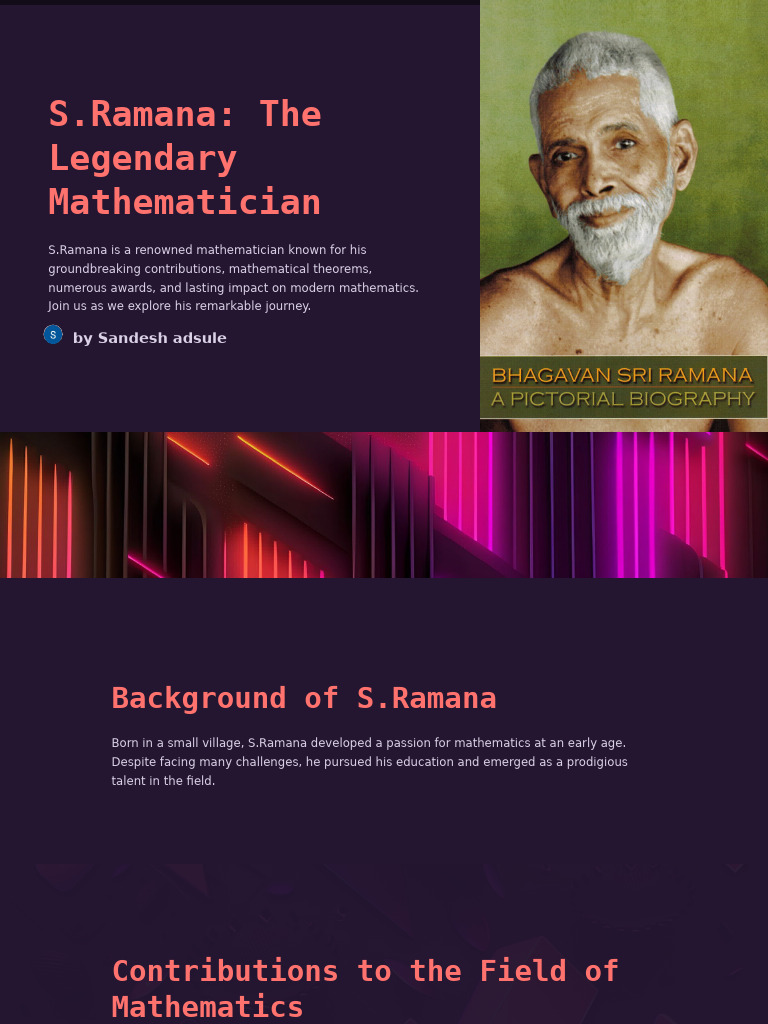 SRamana The Legendary Mathematician | PDF