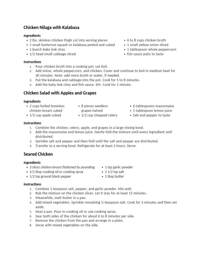 Chicken Recipes | PDF