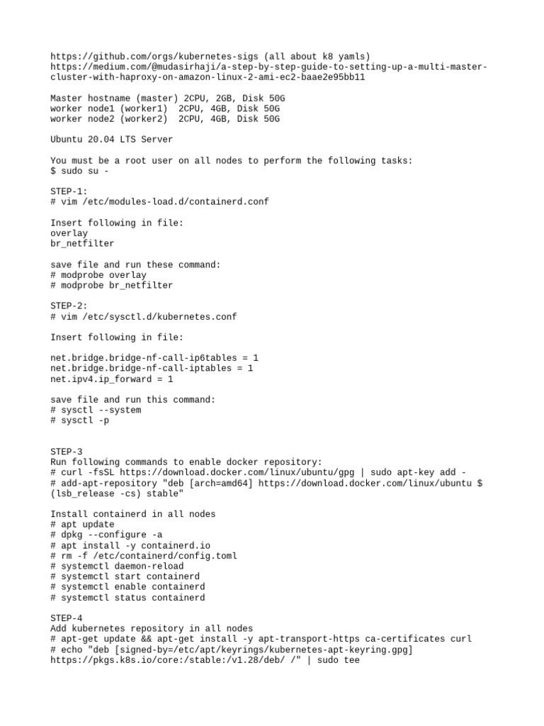 Multi-Master Kubernetes Setup Guide | PDF | System Software | Teaching ...