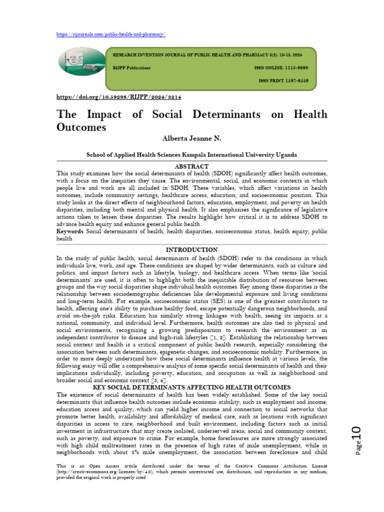 Social Determinants and Health Equity | PDF | Health Equity | Self ...