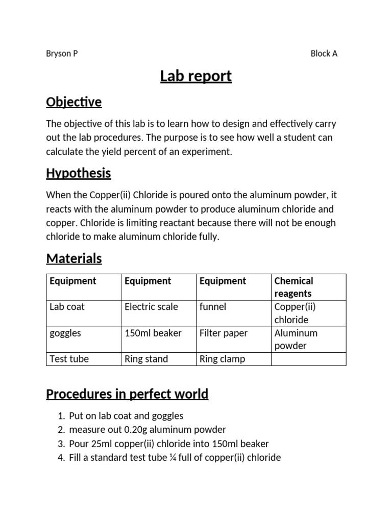 Copper(II) Chloride Reaction Analysis | PDF | Chemistry | Home & Garden
