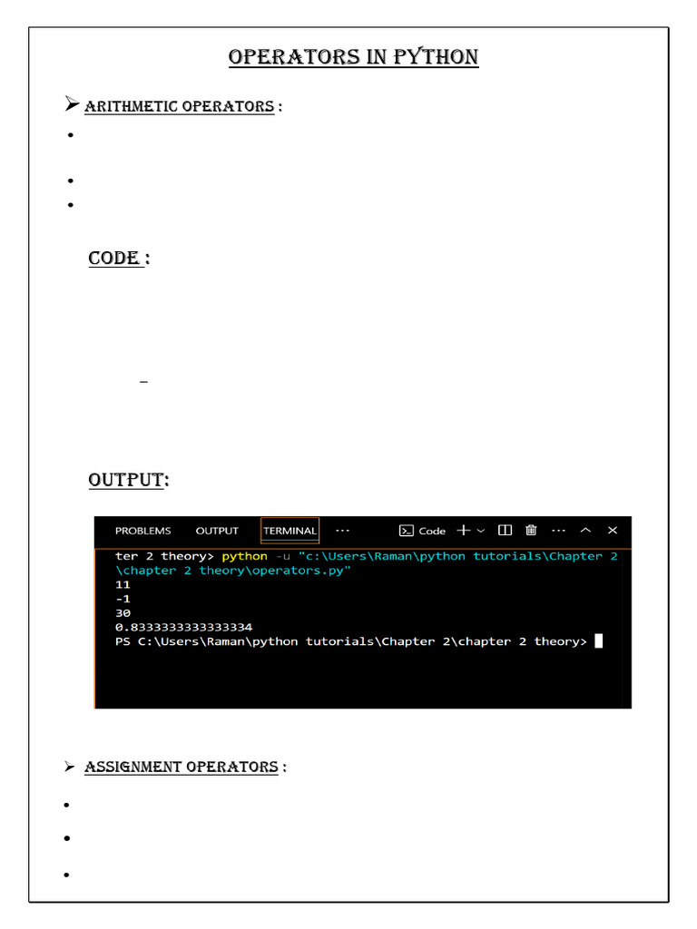 Operators in python pdf