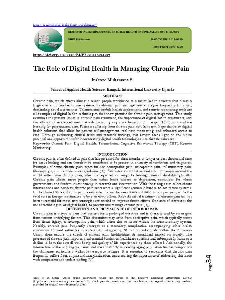 The Role of Digital Health in Managing Chronic Pain (WWW - Kiu.ac - Ug ...