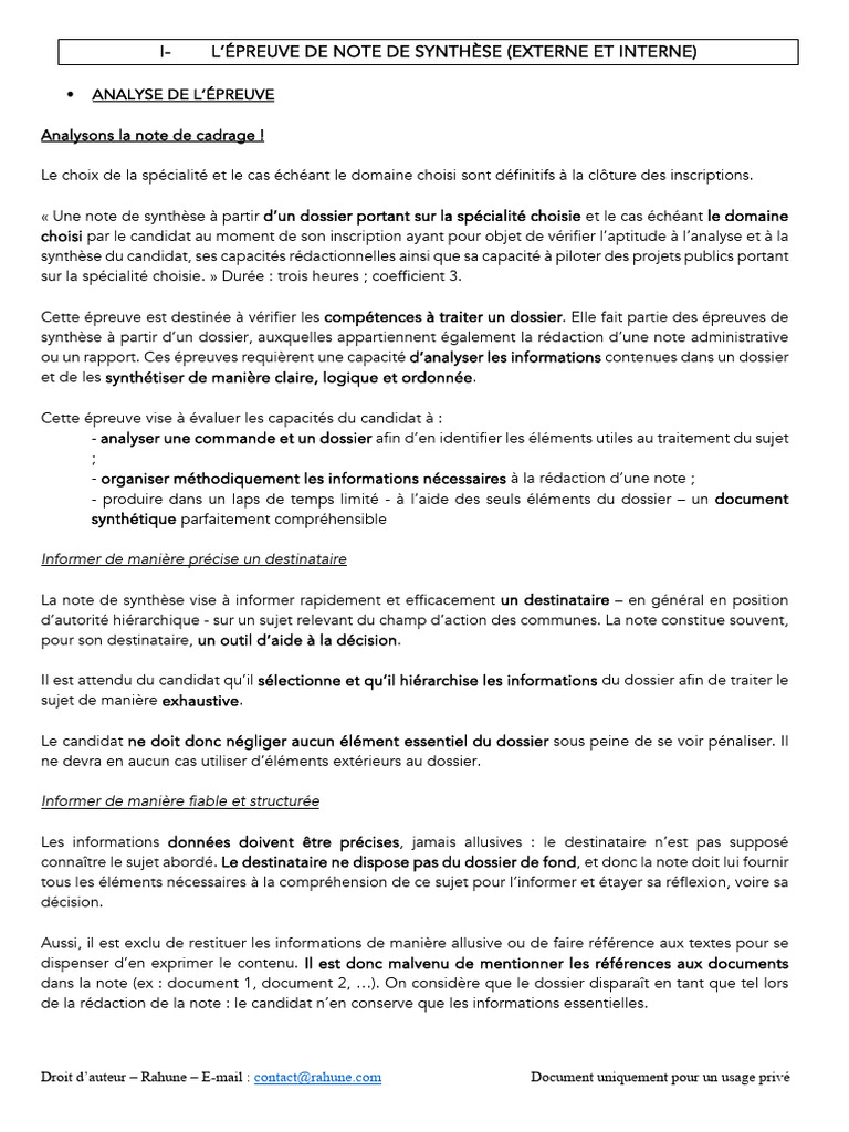 Notesynthese Analyse | PDF