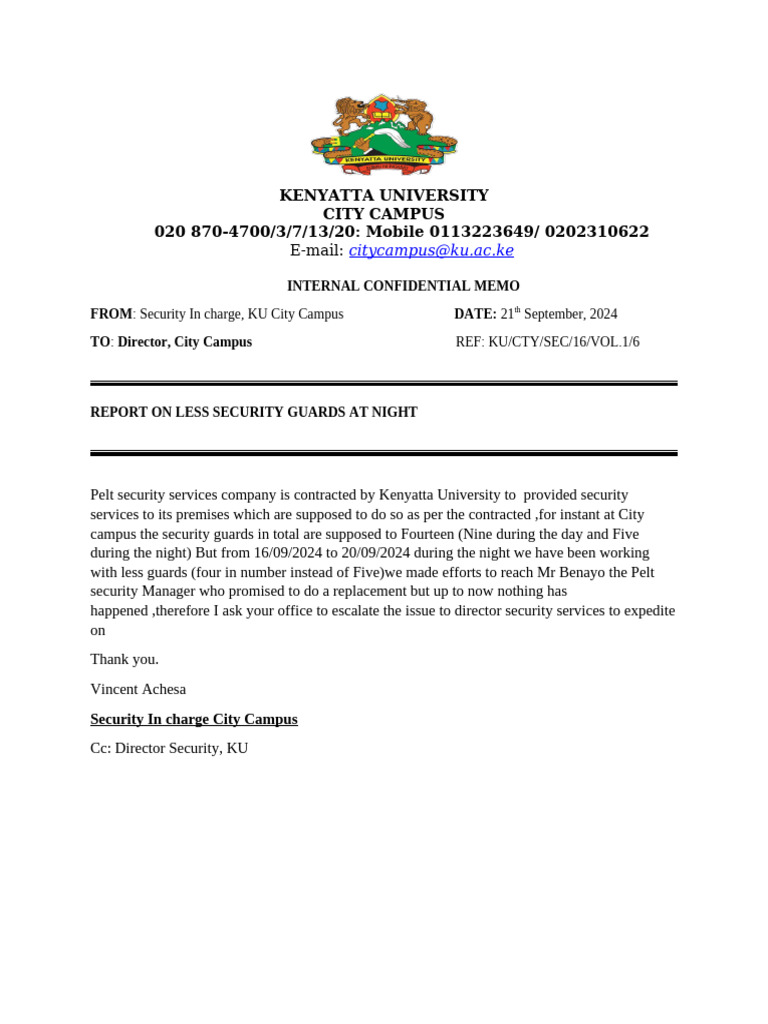 Night Security Shortage Report | PDF