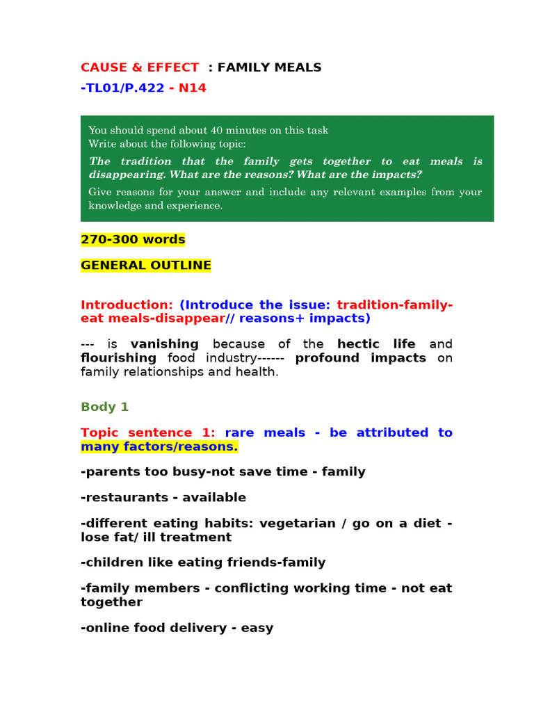 9-3107.21-Cause, Effect-Family Meals | PDF