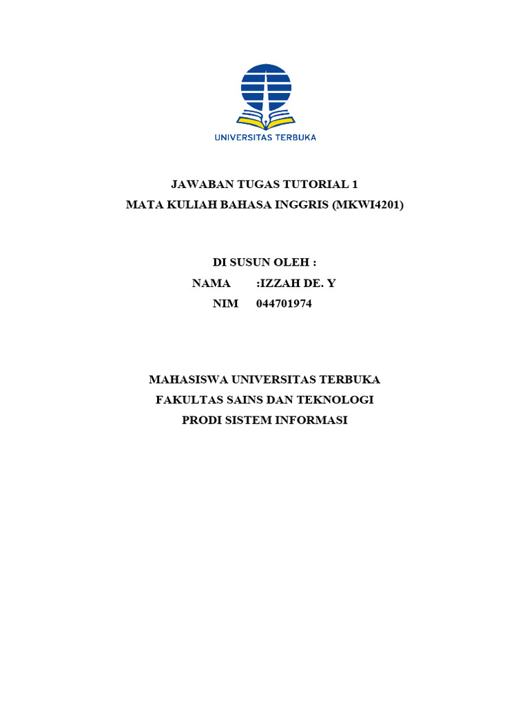 Jawaban Tugas Bahasa Inggris UT | PDF