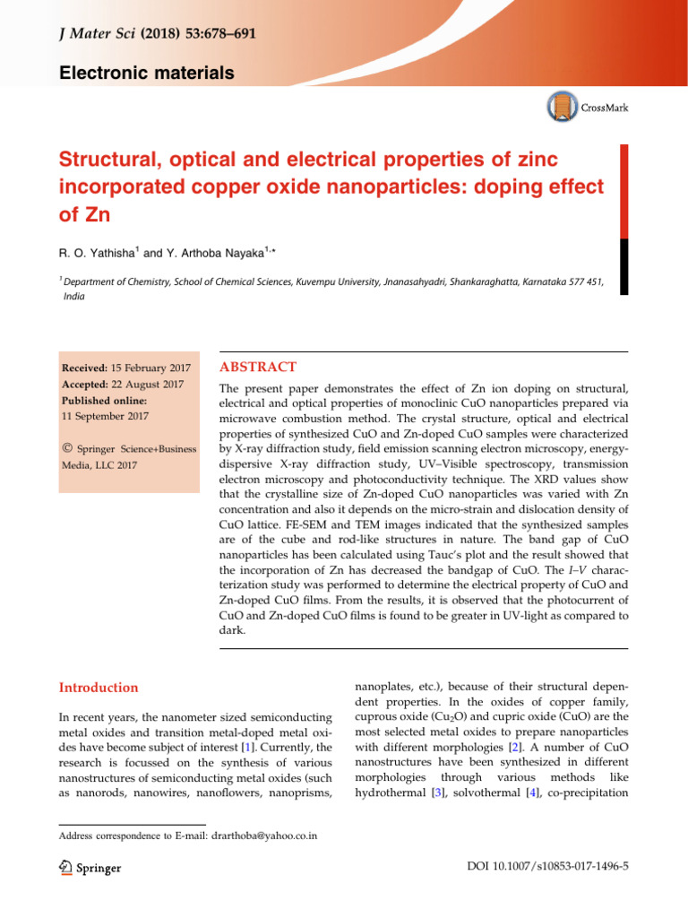 Structural, Optical and Electrical Properties of Zinc Incorporated ...