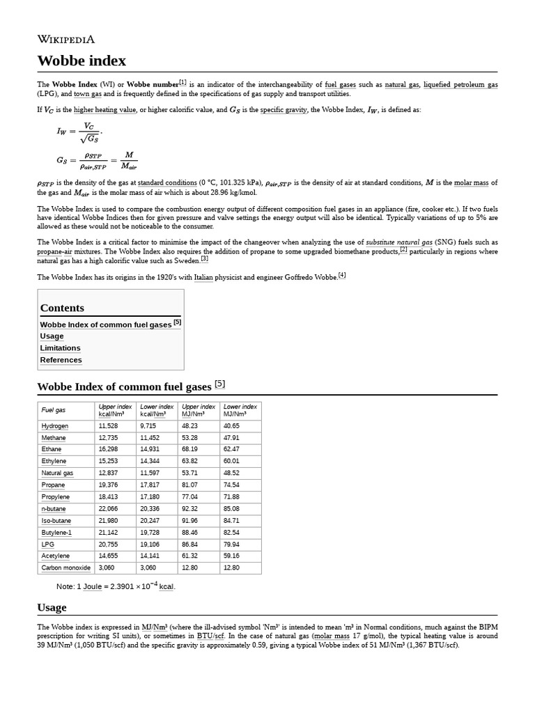 Wobbe Index | PDF