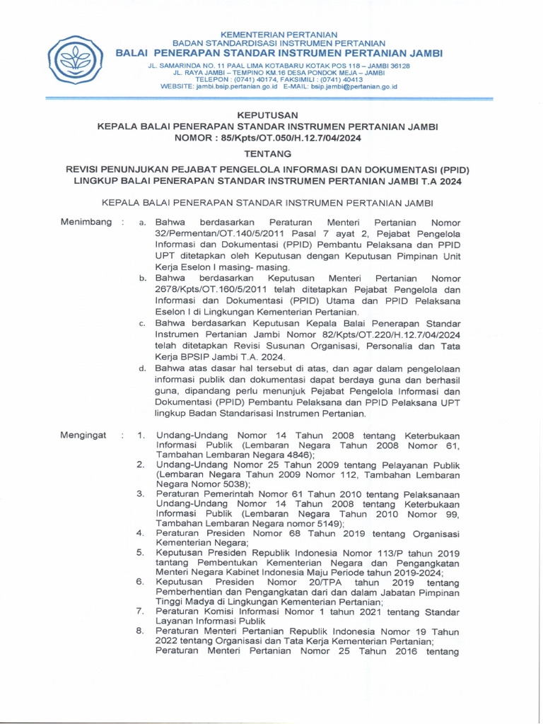 SK PPID Tahun 2024 | PDF