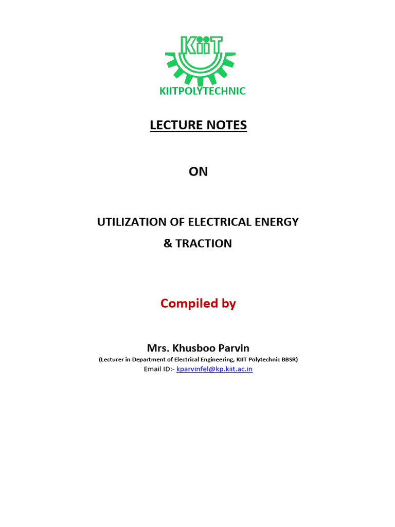 5th Sem - Elect - Utilization of Electrical Energy and Traction - SM | PDF