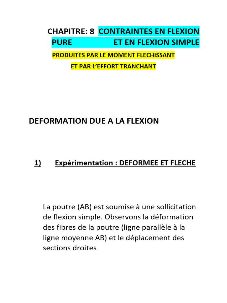 Chapitre 8 Contraintes en Flexion PDF — free download