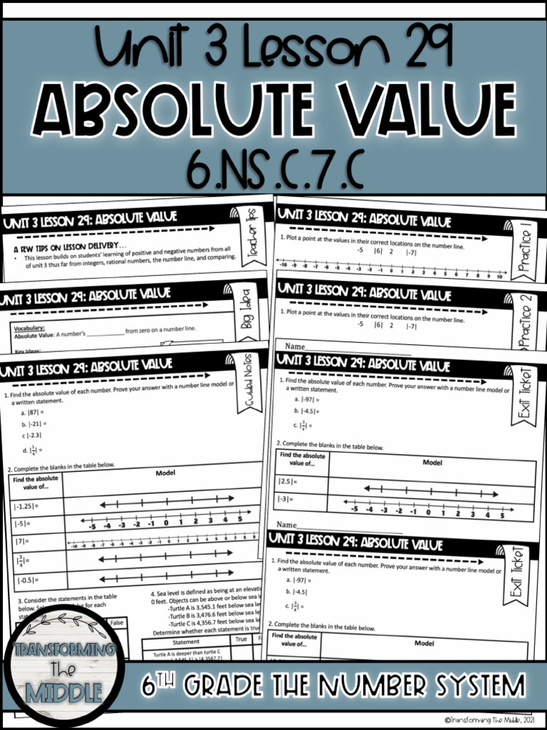 AbsoluteValueLesson6thGradeMathFreebie 1 | PDF